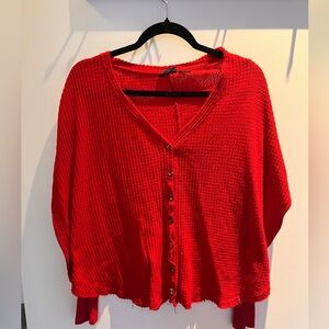 Oversized Red waffle button down
Size small